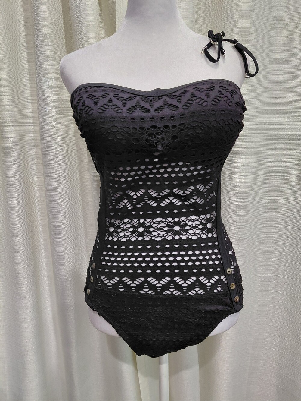NWT Lookbook Store Black Lace One Piece Bathing Suit